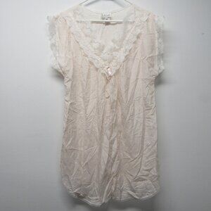 Vtg 80s NICOLE Union Made 100% Silk Pale Blush Pink Nightgown sz S Coquette Soft